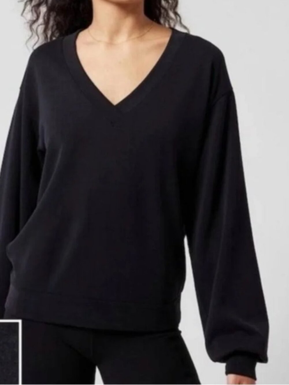 Athleta Black Seasoft V-Neck Top